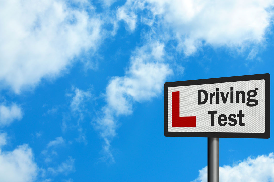 Driving test road sign
