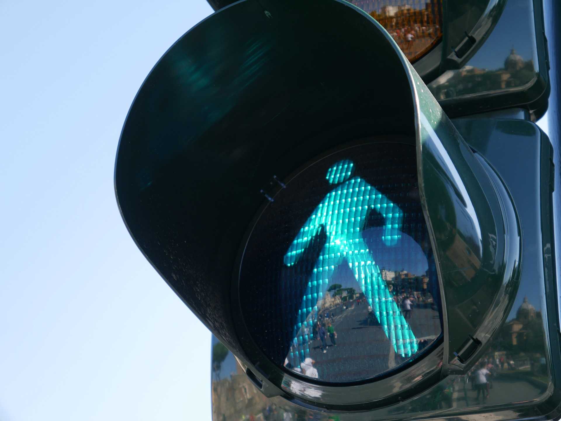 Green man at the pedestrian crossing